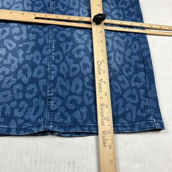 New York & Company Stretch Denim Pencil Skirt Blue Cheetah Print Slim Fit Size 8 - Picture 6 of 10